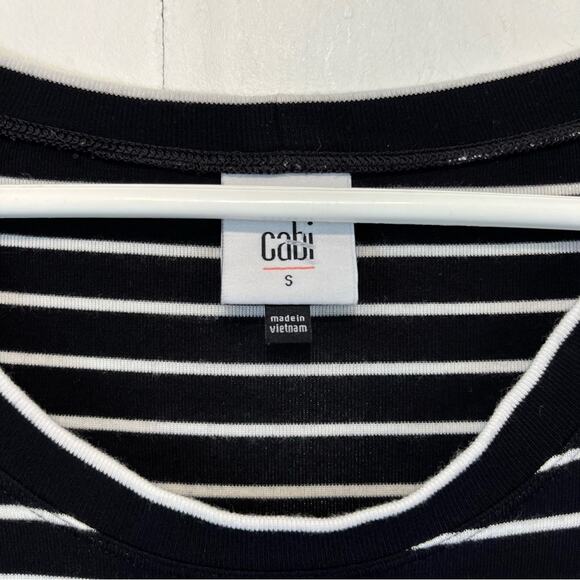 CAbi #4005 Crosswalk Tee Black + White Striped Long Sleeved Size Woman's Small - Picture 4 of 6